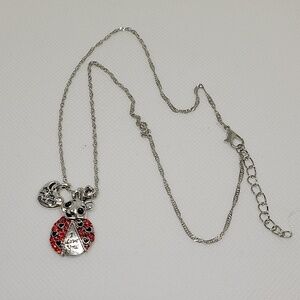 Your My Little LoveBug I Love You Lady Bug 18" + 2" Ext Silver Tone Necklace
